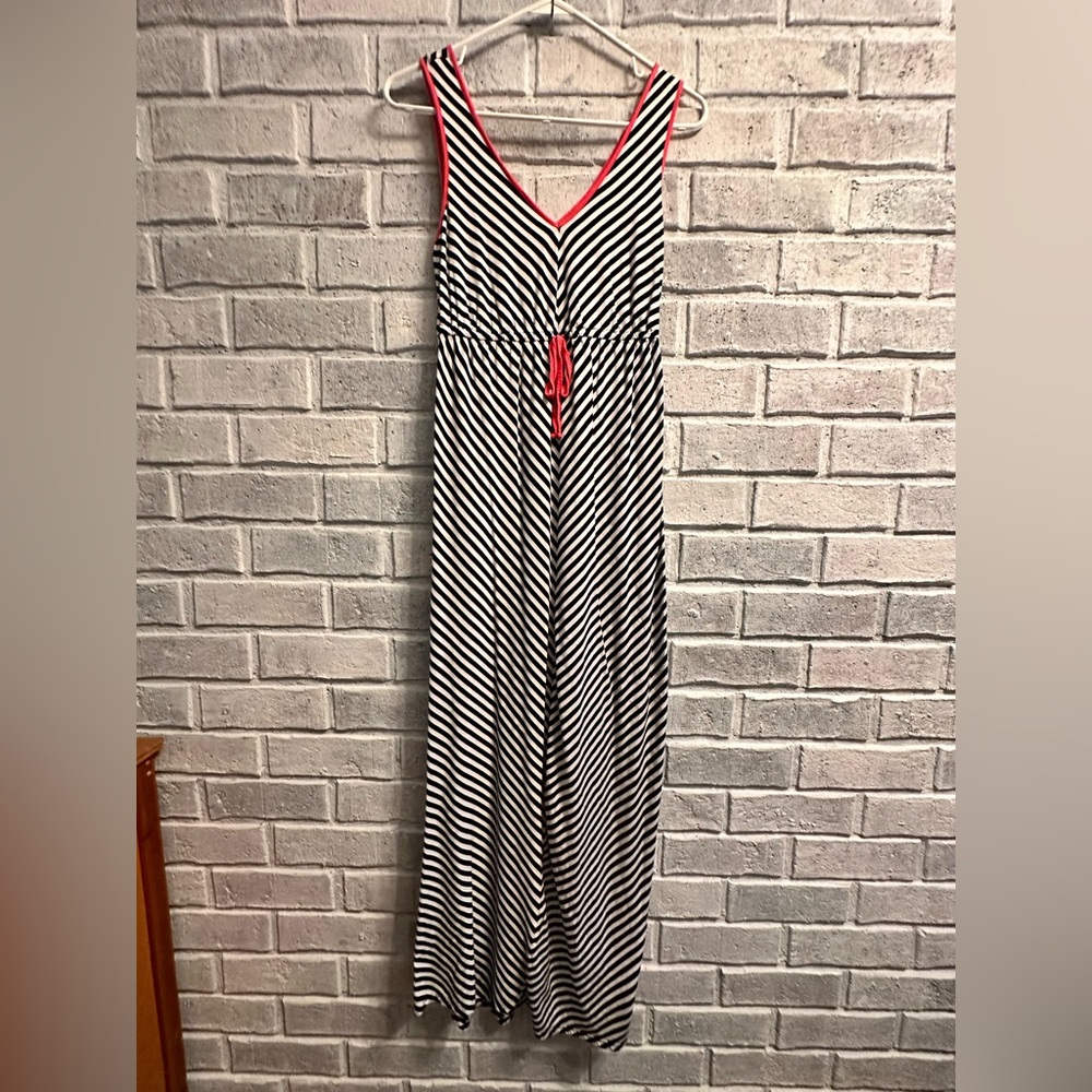 Small black/white and coral chevron maxi dress